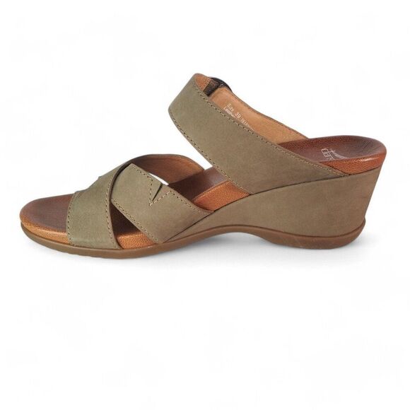 Dansko Aubree Wedge Strappy Sandals Taupe Nubuck Women's 8.5-9/39 - Picture 6 of 10